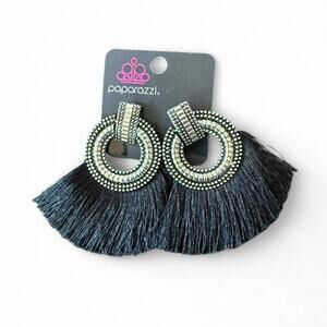 Paparazzi black tassel earrings tassel